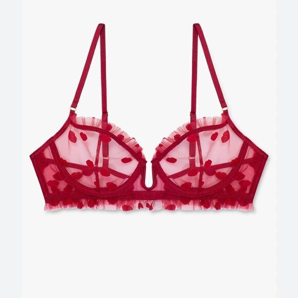 Le petit Trou brick red tulle bra • Small - Picture 2 of 6